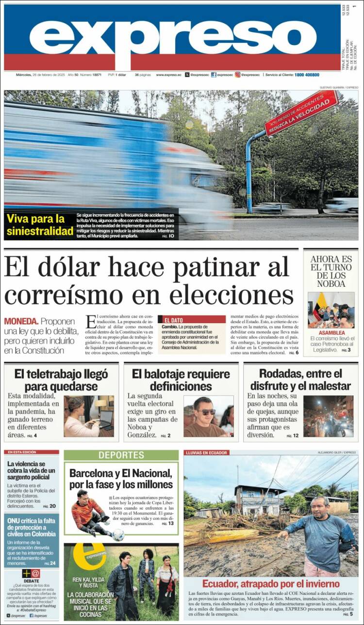 Portada de Expreso (Ecuador)