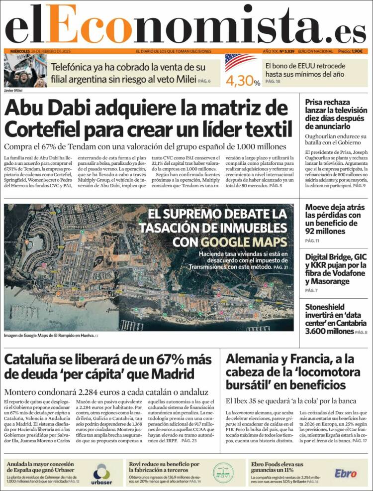 Portada de El Economista (España)
