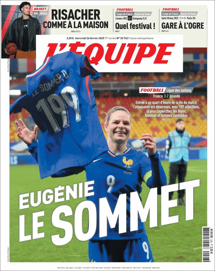 Portada de L'Equipe (Francia)