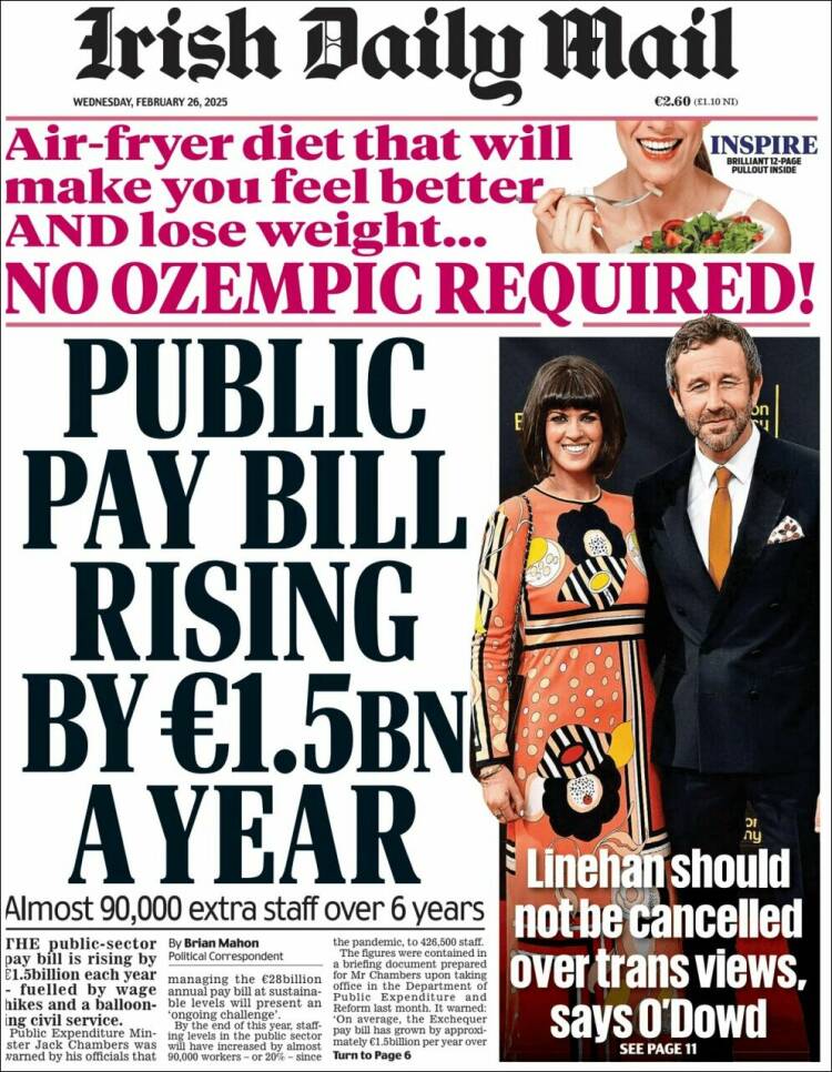 Portada de Irish Daily Mail (Irlanda)