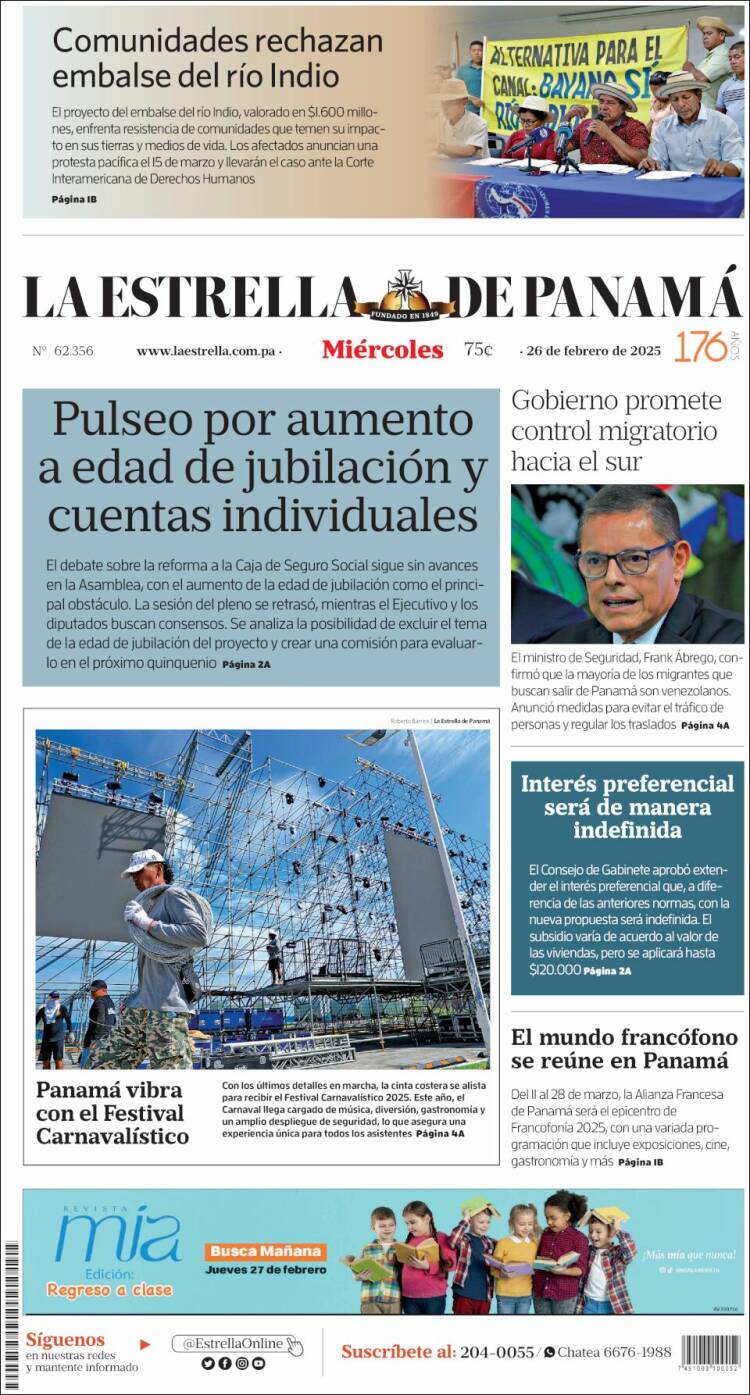 Portada de La Estrella de Panamá (Panam&aacute;)