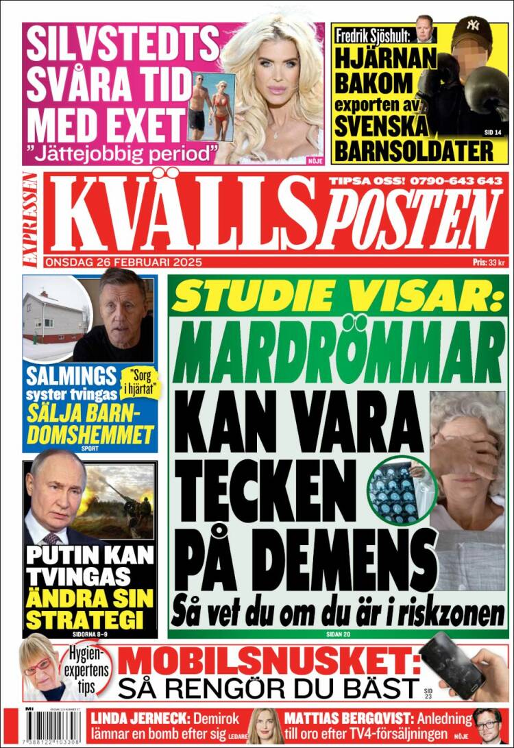 Portada de Kvällsposten (Suecia)