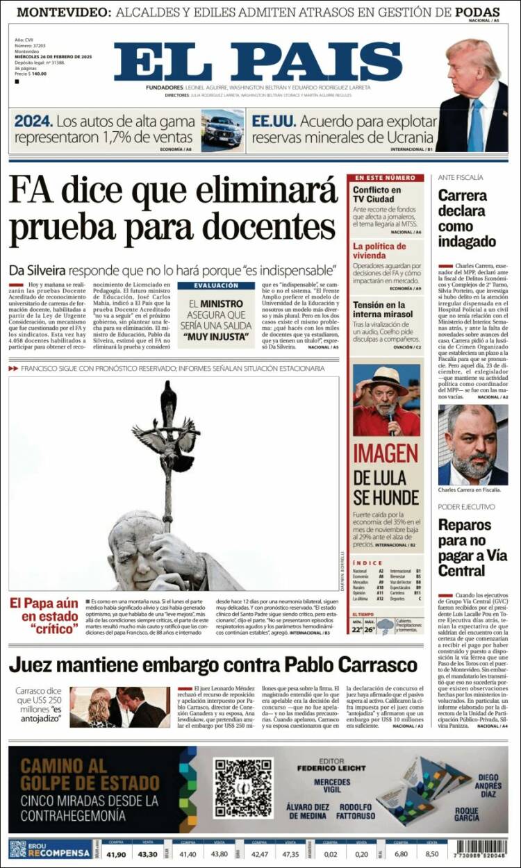 Portada de El País (Uruguay)