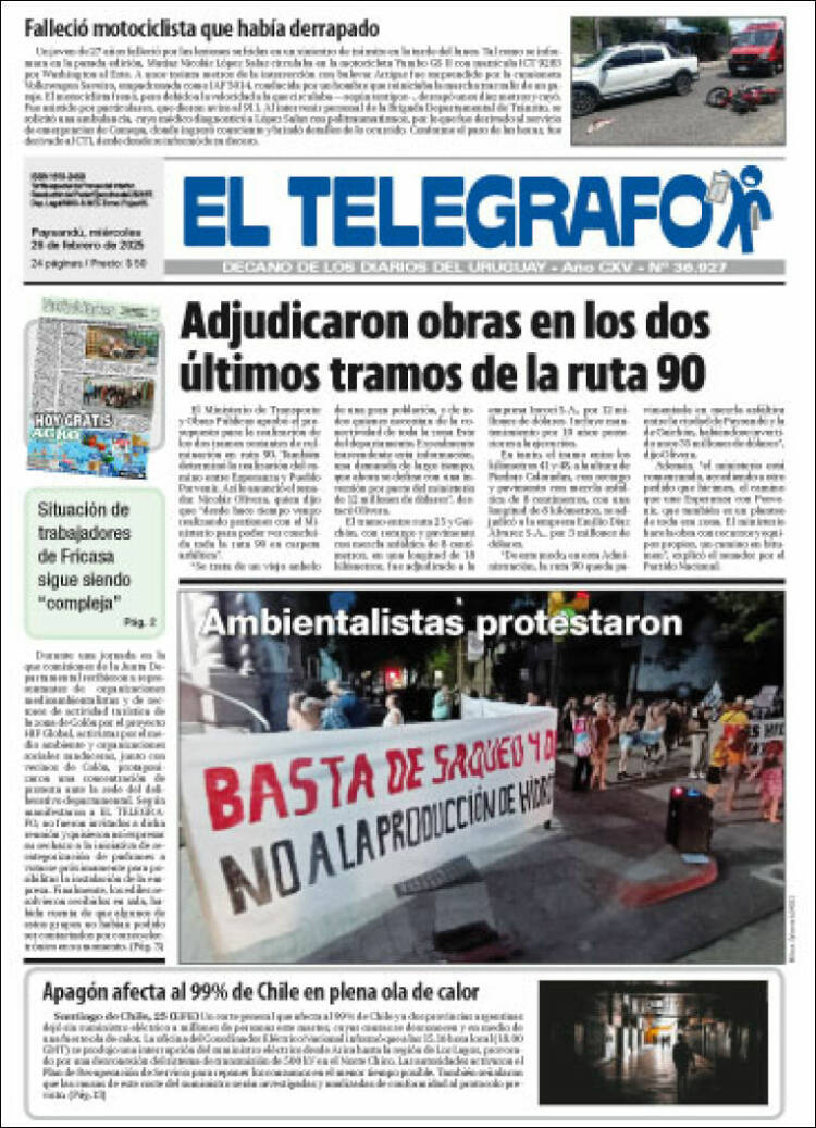Portada de El Telégrafo (Uruguay)