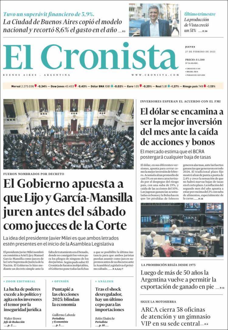 Portada de El Cronista Comercial (Argentina)