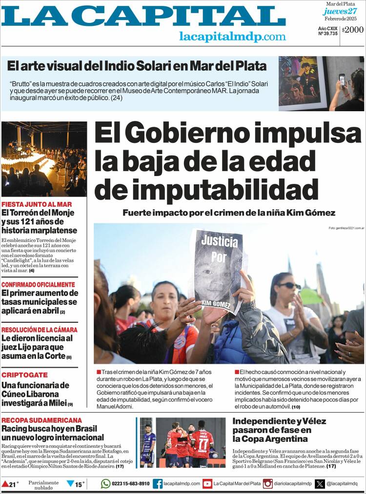 Portada de Diario La Capital - Mar del Plata (Argentina)