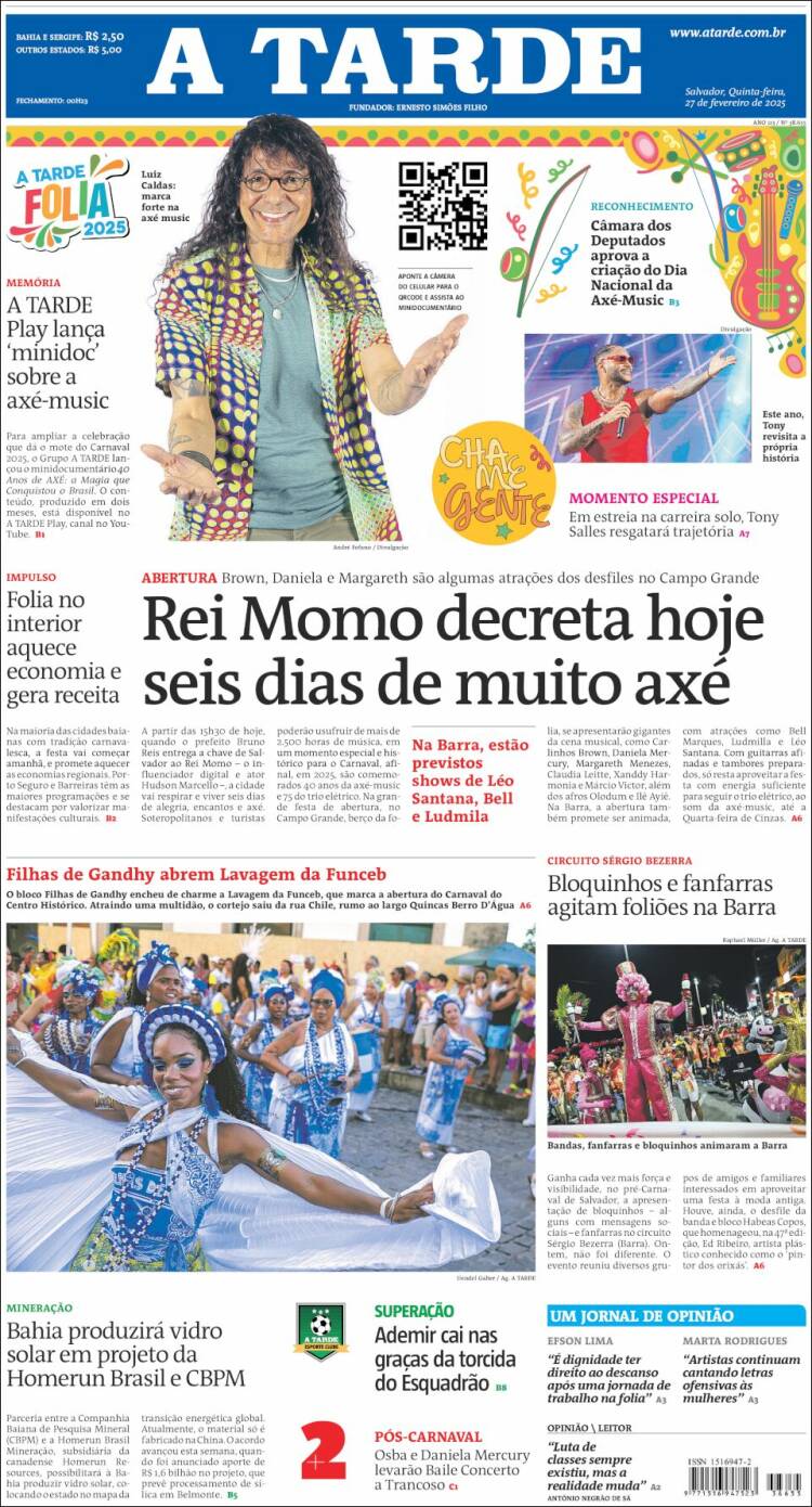 Portada de Diário A Tarde (Brasil)