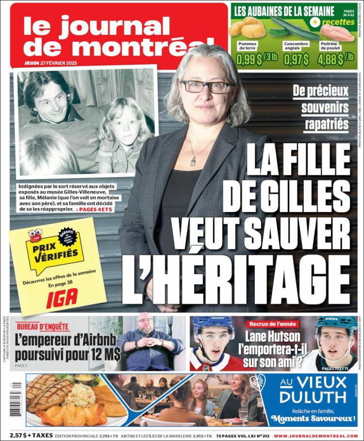 Portada de Le Journal de Montréal (Canadá)