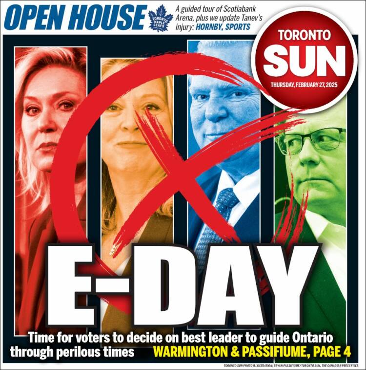 Portada de The Toronto Sun (Canadá)