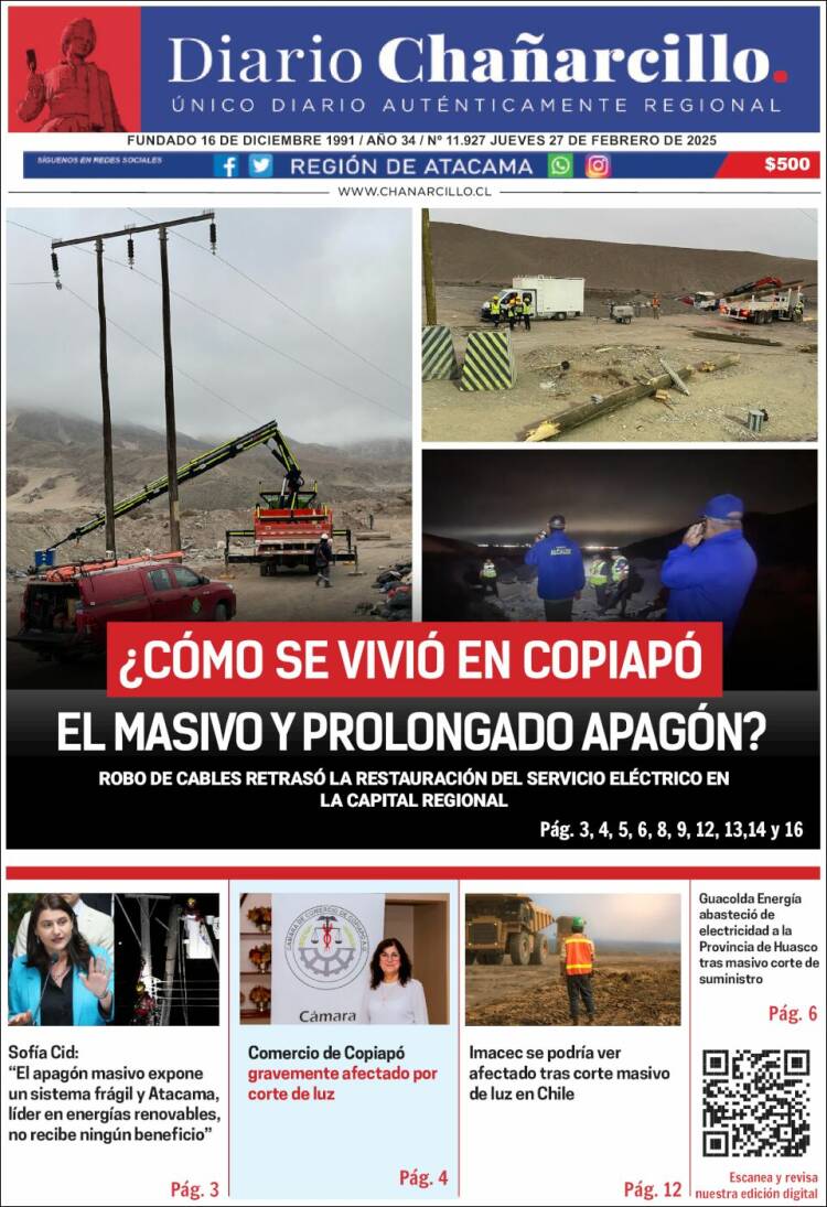 Portada de Diario Chañarcillo (Chile)