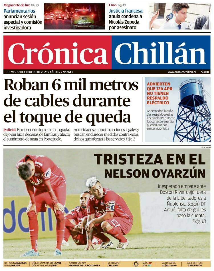 Portada de Crónica Chillán (Chile)