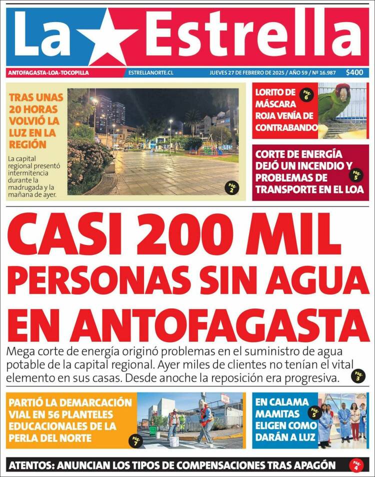 Portada de La Estrella de Tocopilla (Chile)