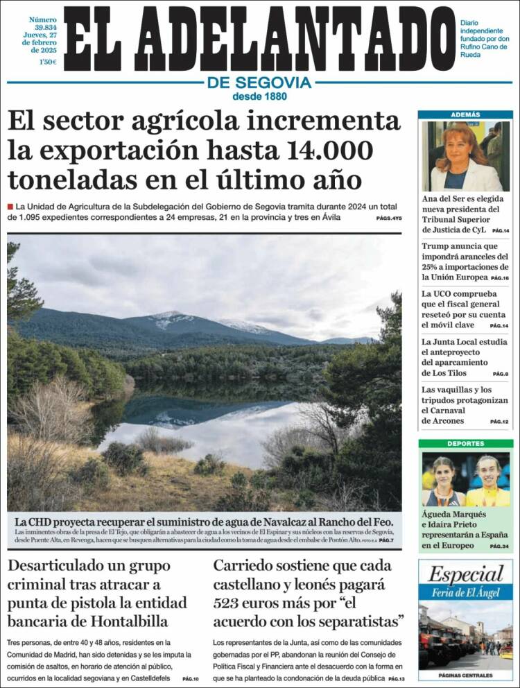 Portada de El Adelantado de Segovia (España)