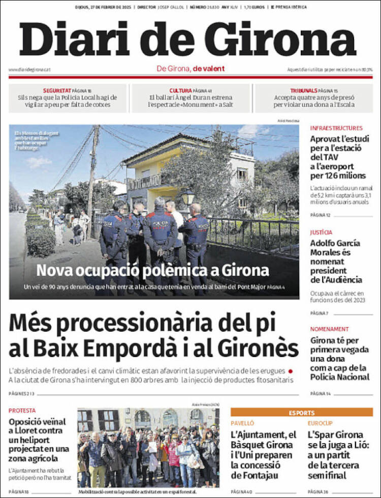Portada de Diari de Girona (España)