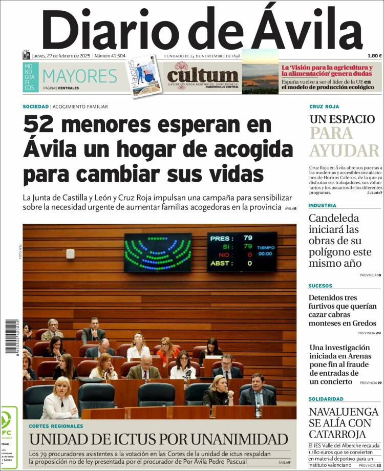 Portada de Diario de Ávila (España)