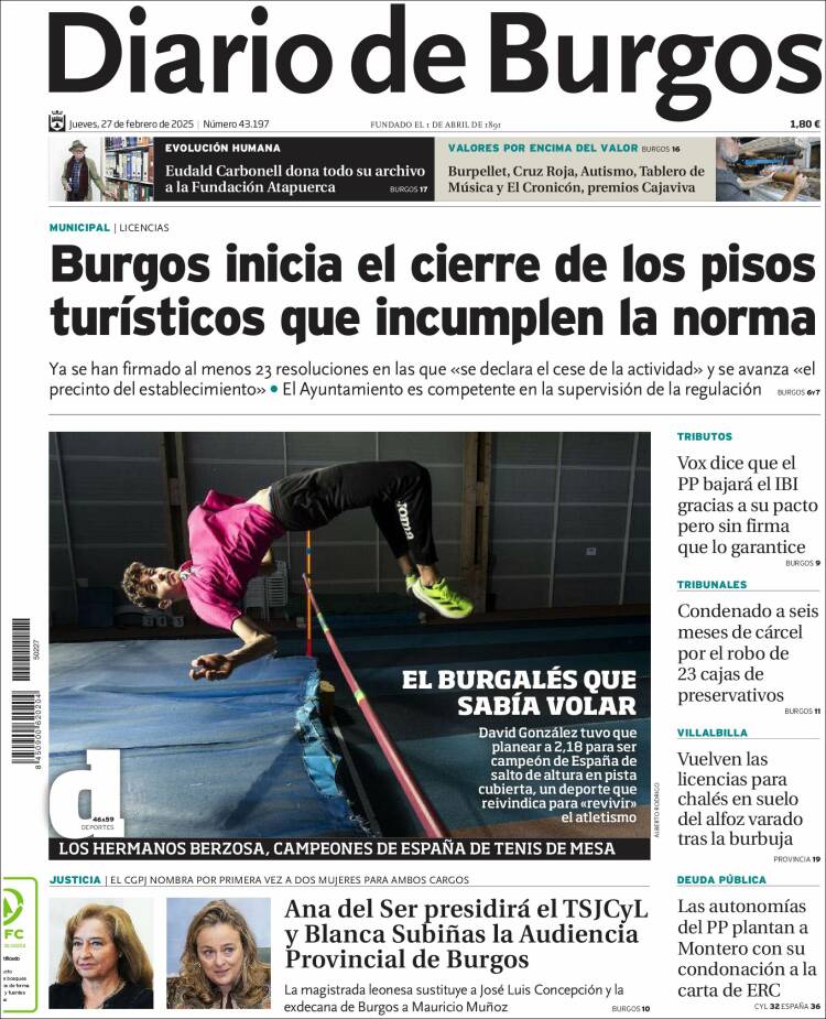 Portada de Diario de Burgos (España)
