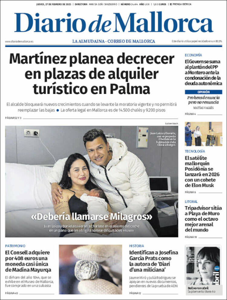 Portada de Diario de Mallorca (España)