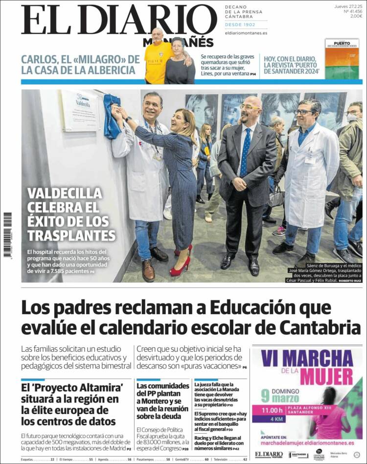 Portada de El Diario Montañés (España)