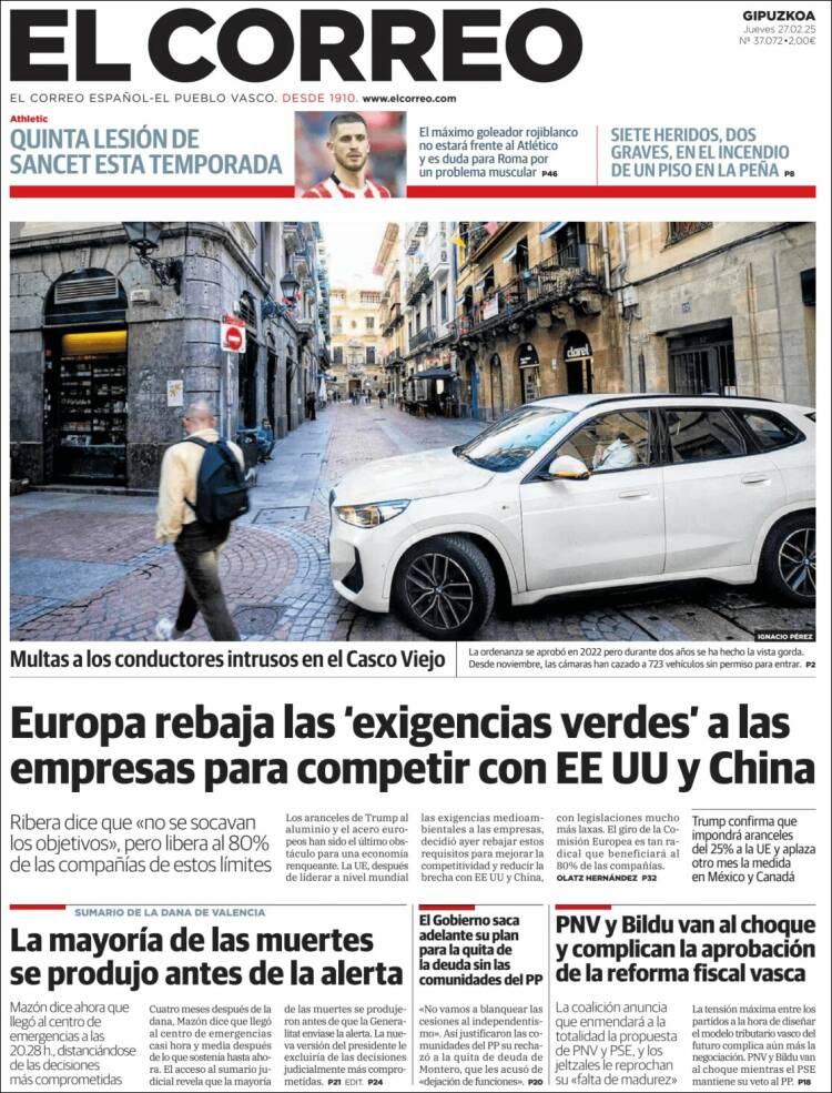 Portada de El Correo - Guipuzcoa (España)