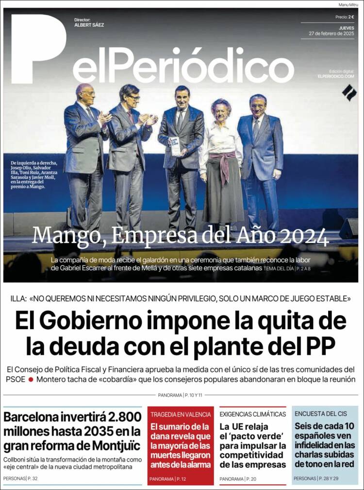 Portada de El Periódico (España)