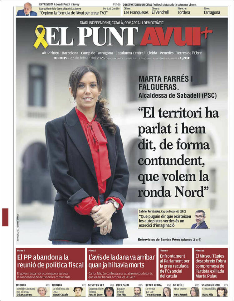 Portada de El Punt Avui (España)