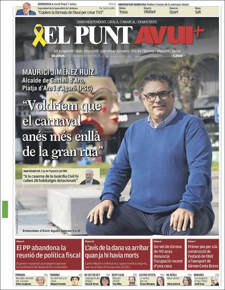 Portada de El Punt Avui - Girona (España)