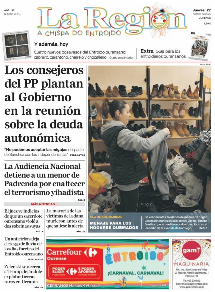 Portada de La Región de Ourense (España)
