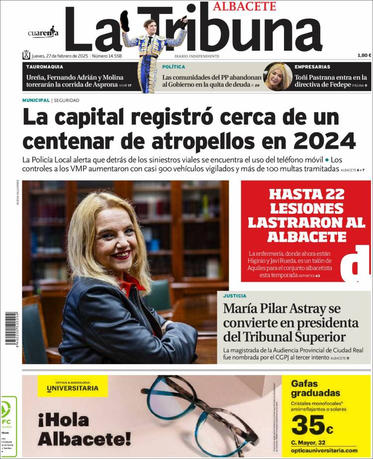 Portada de La Tribuna de Albacete (España)