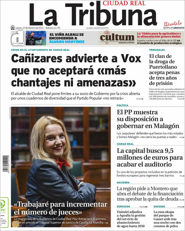 Portada de La Tribuna de Ciudad Real (España)