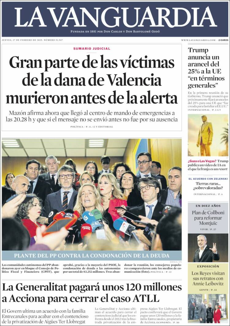 Portada de La Vanguardia (España)