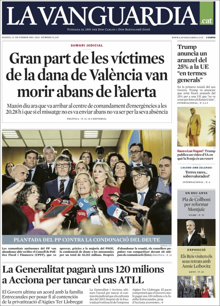 Portada de La Vanguardia (España)