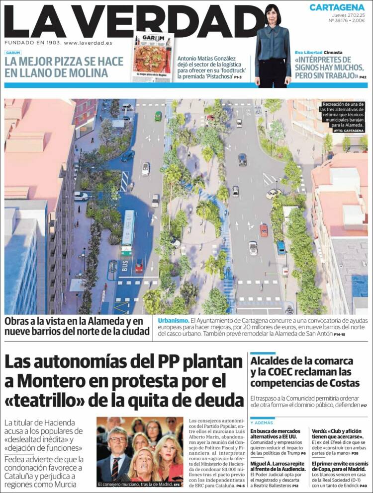 Portada de La Verdad de Cartagena (España)