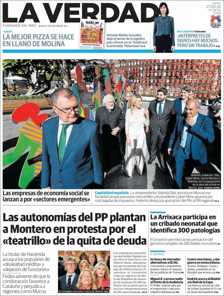 Portada de La Verdad de Murcia (España)