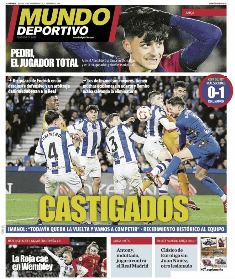Portada de Mundo Deportivo Gipuzkoa (España)
