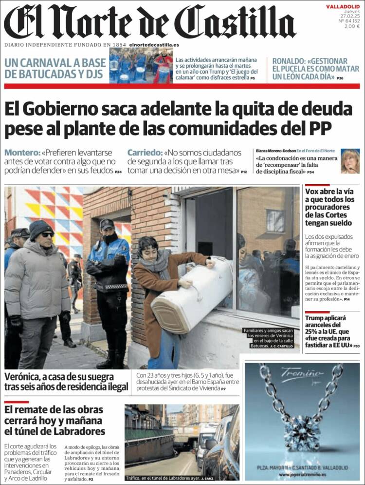 Portada de Norte de Castilla - Valladolid (España)