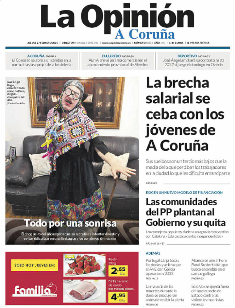 Portada de La Opinión de A Coruña (España)