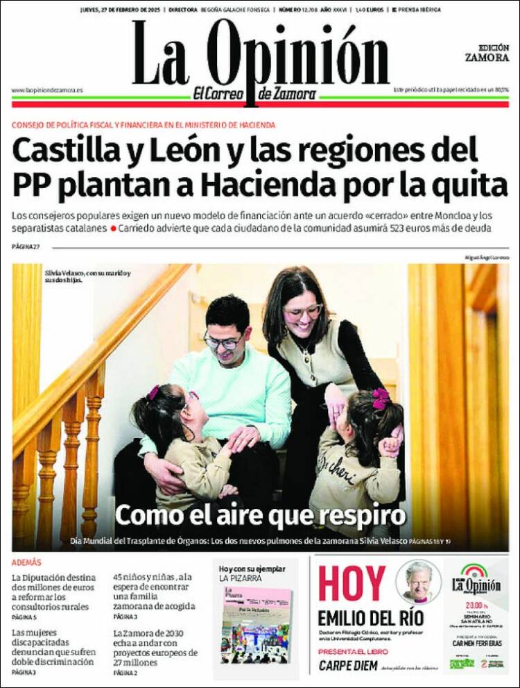 Portada de La Opinión - El Correo de Zamora (España)