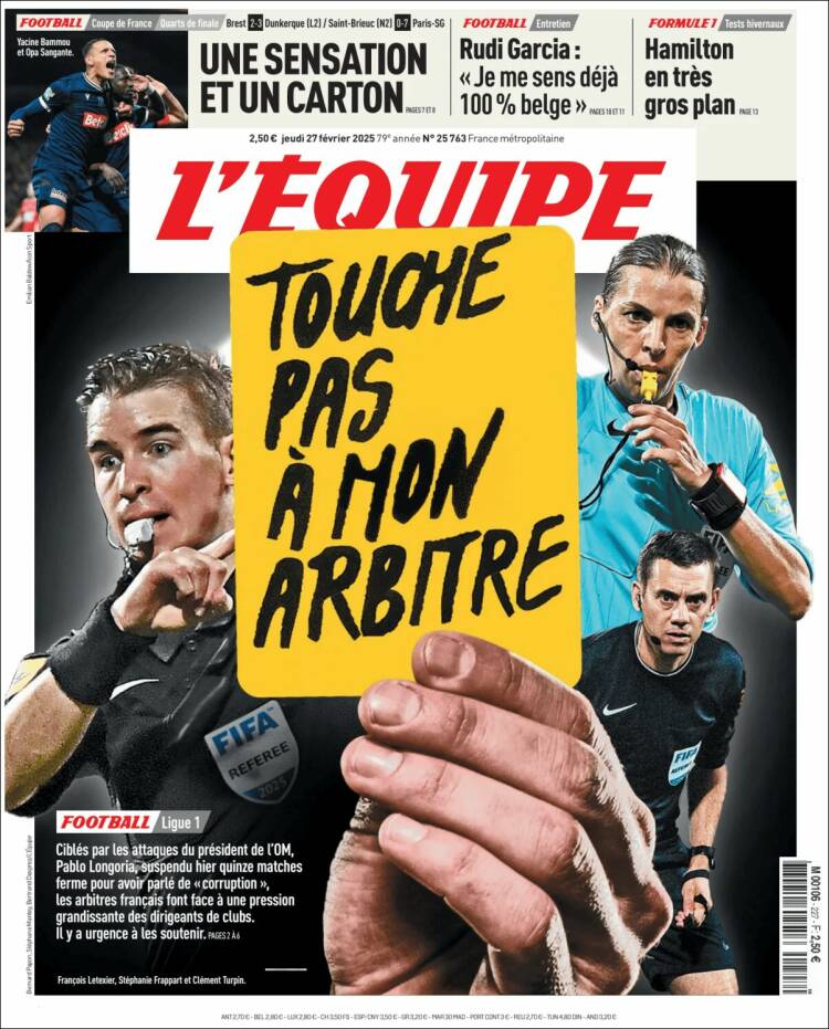 Portada de L'Equipe (Francia)