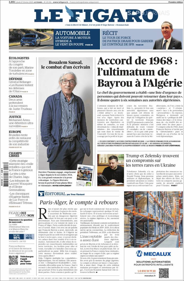 Portada de Le Figaro (Francia)