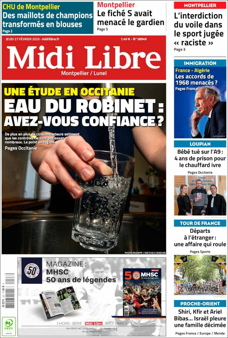 Portada de Midi Libre (Francia)