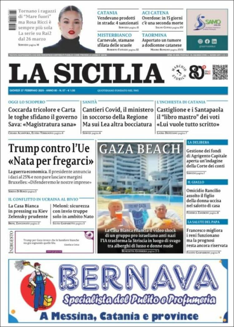 Portada de La Sicilia (Italia)