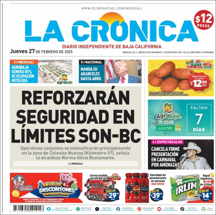 Portada de La Crónica de Baja California (México)