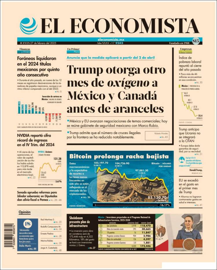 Portada de El Economista (México)