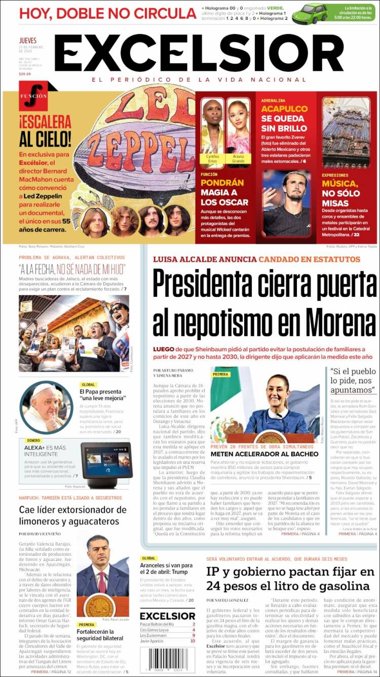 Portada de Excelsior (México)