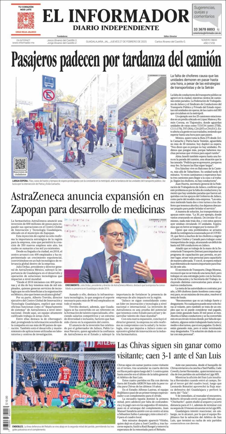 Portada de El Informador (México)