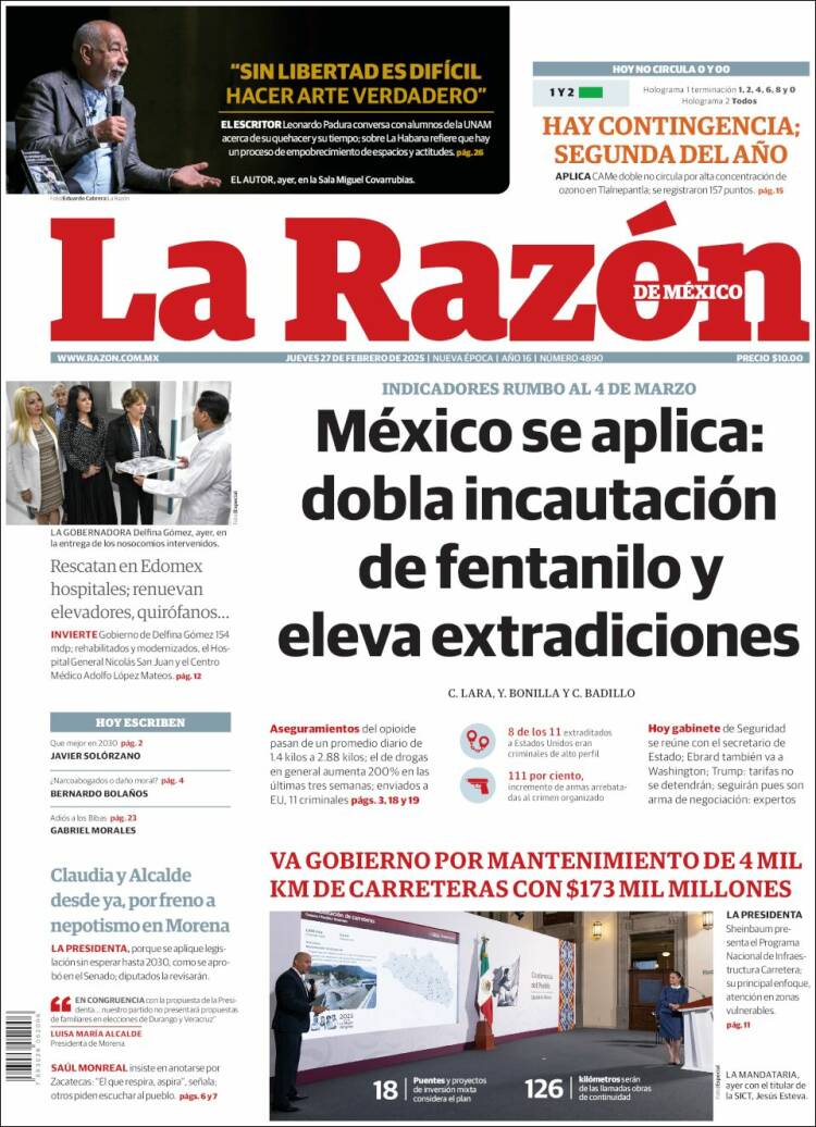 Portada de La Razón (México)