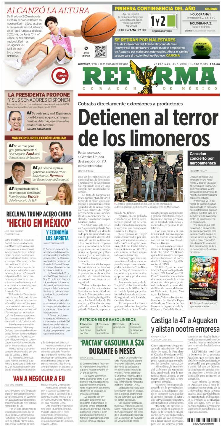 Portada de Reforma (México)