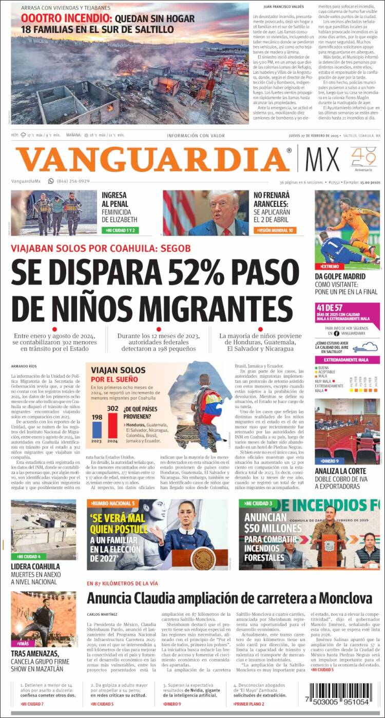 Portada de Vanguardia (México)
