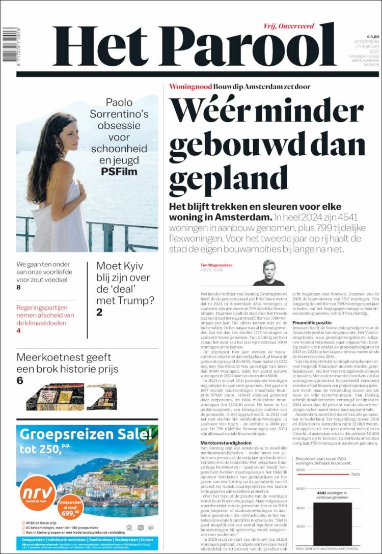 Portada de Het Parool (Pa&iacute;ses Bajos)