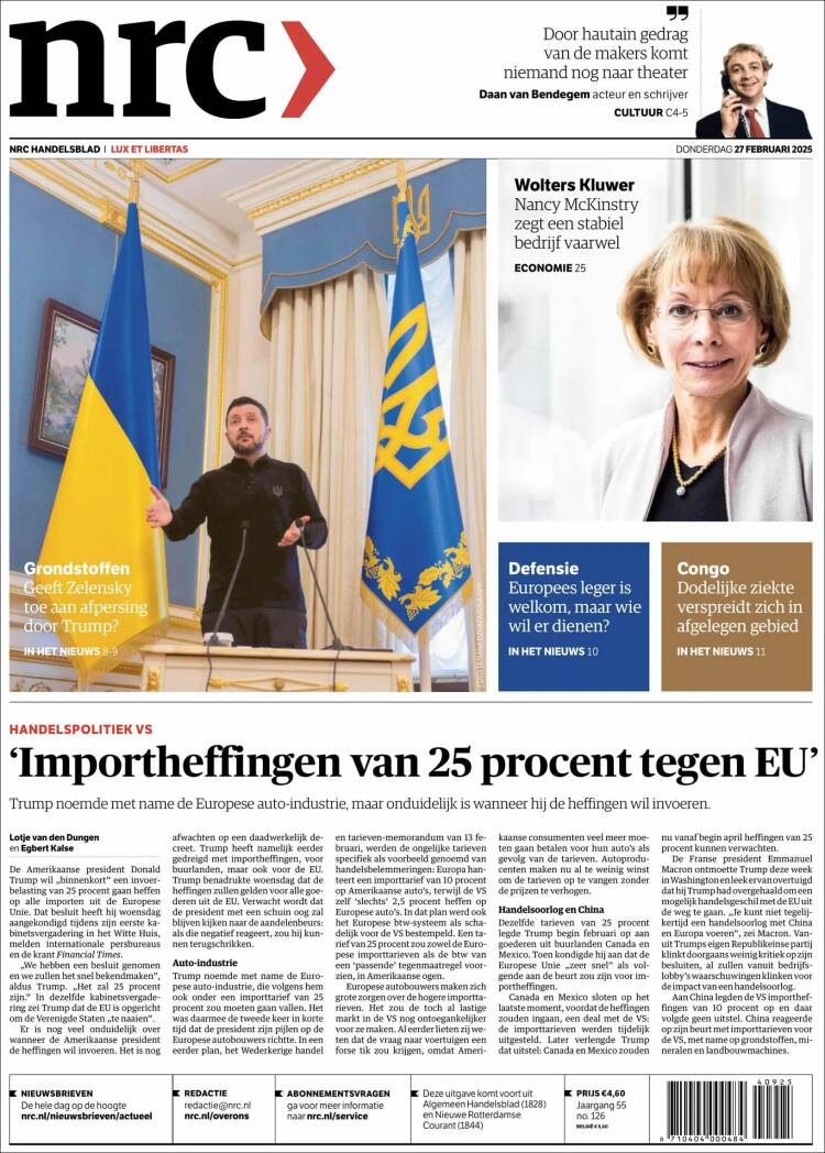 Portada de NRC Handelsblad (Pa&iacute;ses Bajos)